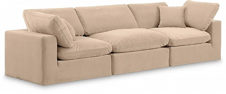 Meridian Comfy Velvet Sofa in Beige Velvet 189Beige-S119