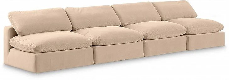 Meridian Comfy Velvet Sofa in Beige Velvet 189Beige-S156