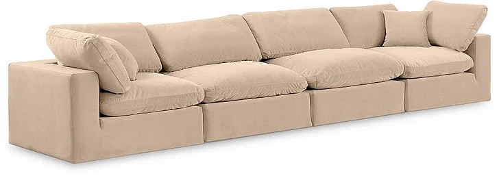 Meridian Comfy Velvet Sofa in Beige Velvet 189Beige-S158