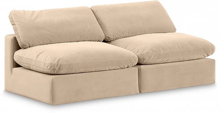 Meridian Comfy Velvet Sofa in Beige Velvet 189Beige-S78