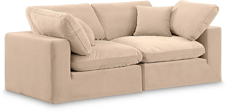 Meridian Comfy Velvet Sofa in Beige Velvet 189Beige-S80