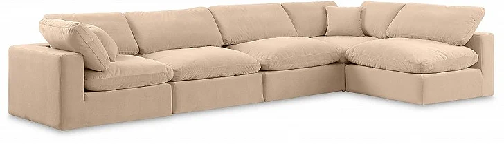 Meridian Comfy Velvet Sectional in Beige Velvet 189Beige-Sec5D