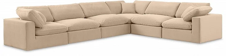 Meridian Comfy Velvet Sectional in Beige Velvet 189Beige-Sec6A