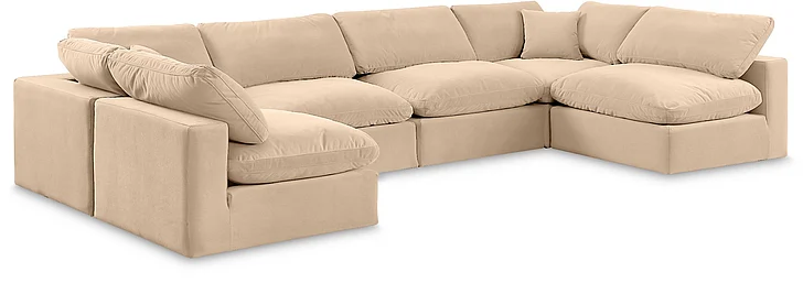 Meridian Comfy Velvet Sectional in Beige Velvet 189Beige-Sec6D