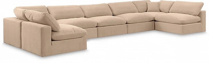 Meridian Comfy Velvet Sectional in Beige Velvet 189Beige-Sec7B