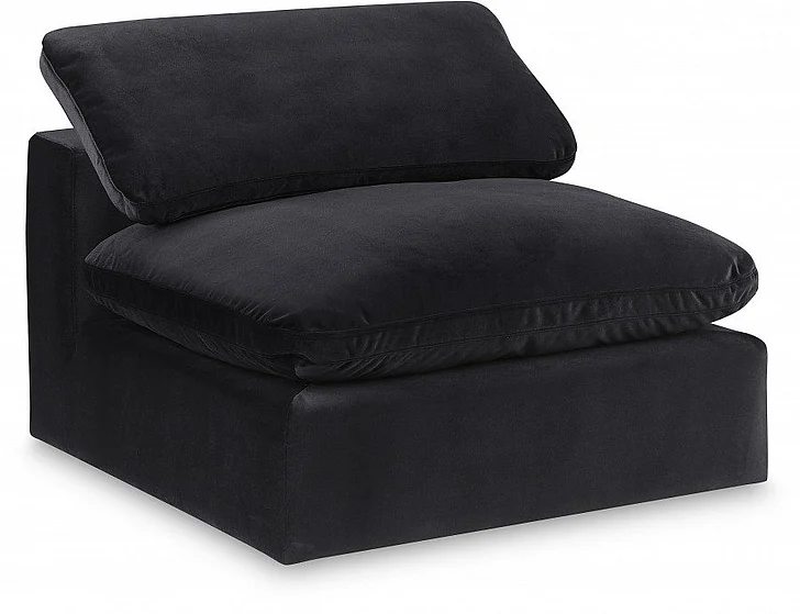 Meridian Comfy Velvet Armless Chair in Black Velvet 189Black-Armless