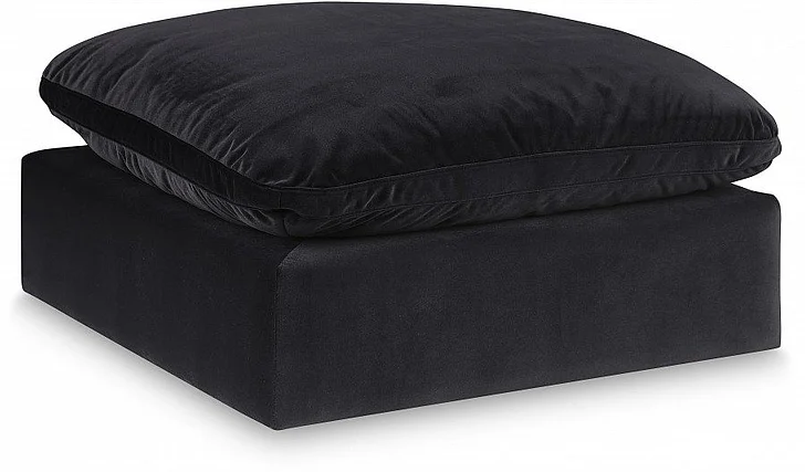 Meridian Comfy Velvet Ottoman in Black Velvet 189Black-Ott