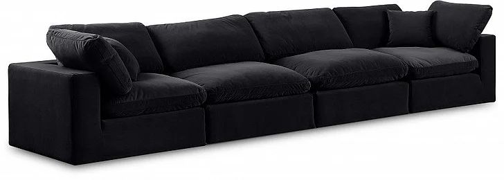 Meridian Comfy Velvet Sofa in Black Velvet 189Black-S158
