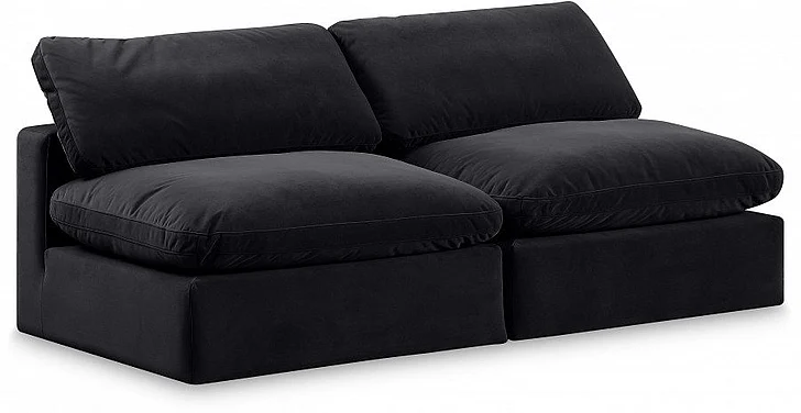 Meridian Comfy Velvet Sofa in Black Velvet 189Black-S78