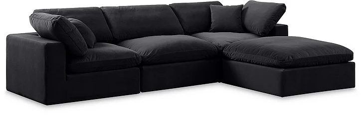 Meridian Comfy Velvet Sectional in Black Velvet 189Black-Sec4A