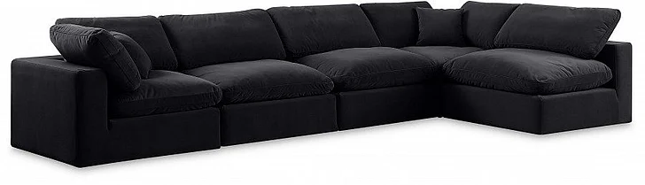 Meridian Comfy Velvet Sectional in Black Velvet 189Black-Sec5D