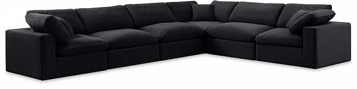 Meridian Comfy Velvet Sectional in Black Velvet 189Black-Sec6A