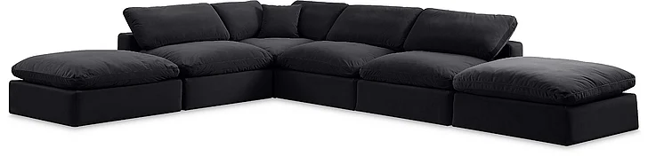 Meridian Comfy Velvet Sectional in Black Velvet 189Black-Sec6E