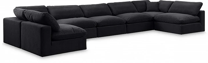 Meridian Comfy Velvet Sectional in Black Velvet 189Black-Sec7B