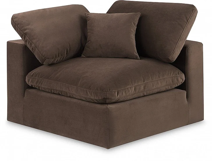 Meridian Comfy Velvet Corner Chair in Brown Velvet 189Brown-Corner