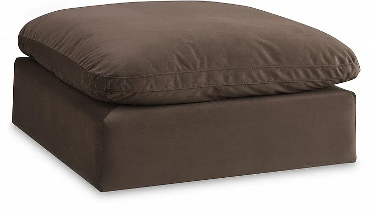 Meridian Comfy Velvet Ottoman in Brown Velvet 189Brown-Ott