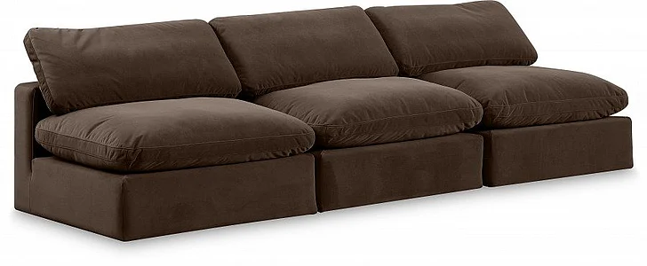Meridian Comfy Velvet Sofa in Brown Velvet 189Brown-S117