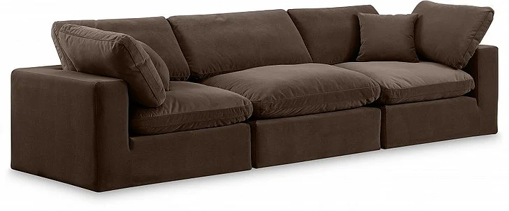 Meridian Comfy Velvet Sofa in Brown Velvet 189Brown-S119