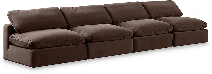 Meridian Comfy Velvet Sofa in Brown Velvet 189Brown-S156