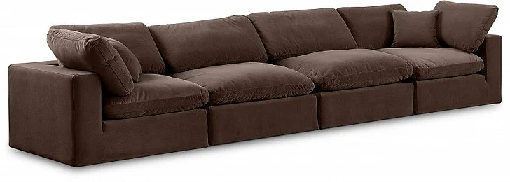 Meridian Comfy Velvet Sofa in Brown Velvet 189Brown-S158