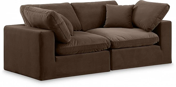 Meridian Comfy Velvet Sofa in Brown Velvet 189Brown-S80