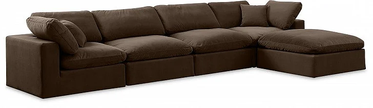 Meridian Comfy Velvet Sectional in Brown Velvet 189Brown-Sec5A