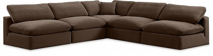Meridian Comfy Velvet Sectional in Brown Velvet 189Brown-Sec5B