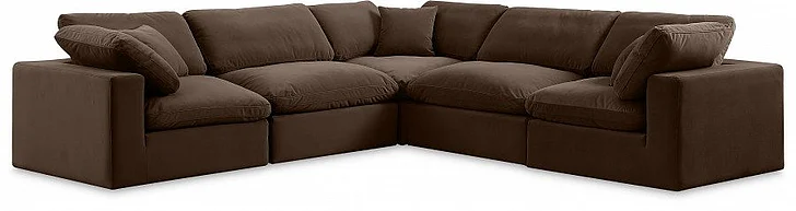 Meridian Comfy Velvet Sectional in Brown Velvet 189Brown-Sec5C