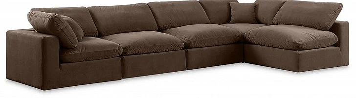 Meridian Comfy Velvet Sectional in Brown Velvet 189Brown-Sec5D