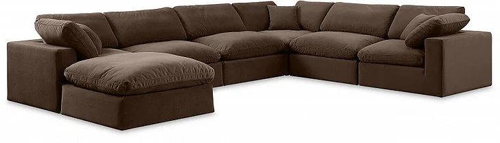 Meridian Comfy Velvet Sectional in Brown Velvet 189Brown-Sec7A