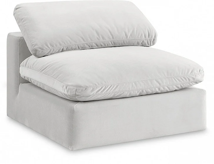 Meridian Comfy Velvet Armless Chair in Cream Velvet 189Cream-Armless