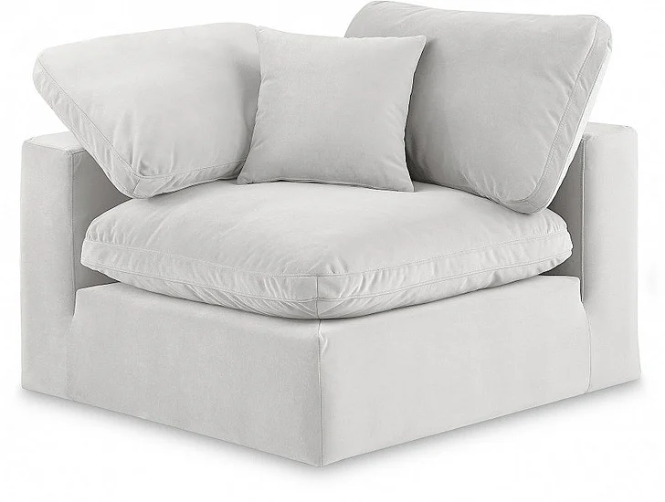Meridian Comfy Velvet Corner Chair in Cream Velvet 189Cream-Corner