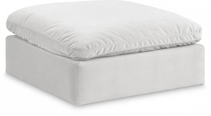 Meridian Comfy Velvet Ottoman in Cream Velvet 189Cream-Ott
