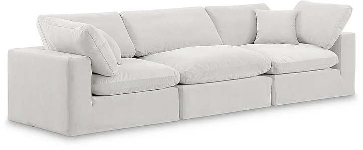 Meridian Comfy Velvet Sofa in Cream Velvet 189Cream-S119