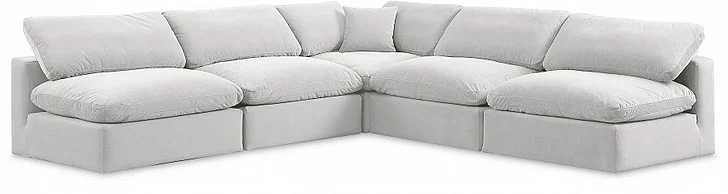 Meridian Comfy Velvet Sectional in Cream Velvet 189Cream-Sec5B