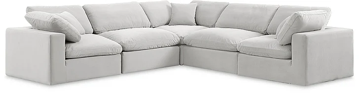 Meridian Comfy Velvet Sectional in Cream Velvet 189Cream-Sec5C