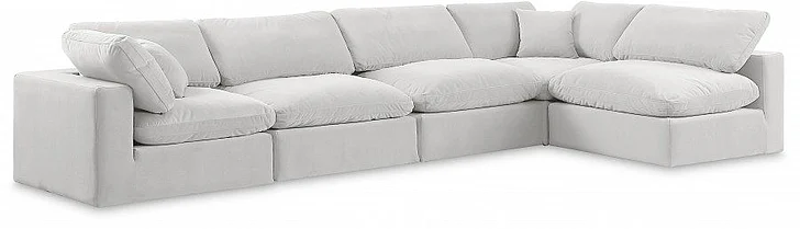 Meridian Comfy Velvet Sectional in Cream Velvet 189Cream-Sec5D