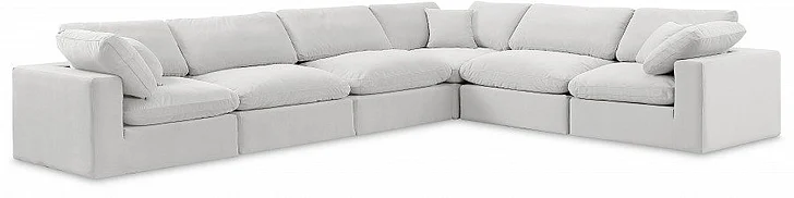 Meridian Comfy Velvet Sectional in Cream Velvet 189Cream-Sec6A
