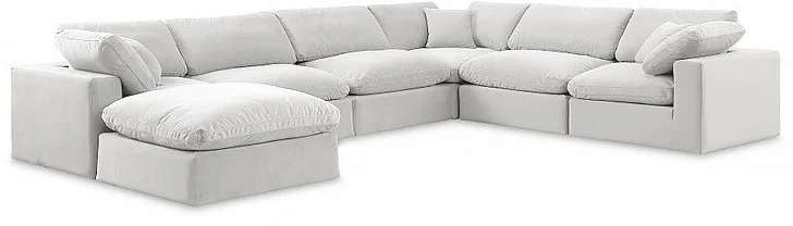 Meridian Comfy Velvet Sectional in Cream Velvet 189Cream-Sec7A