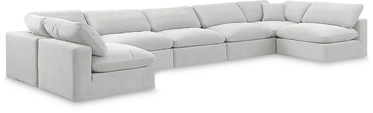 Meridian Comfy Velvet Sectional in Cream Velvet 189Cream-Sec7B