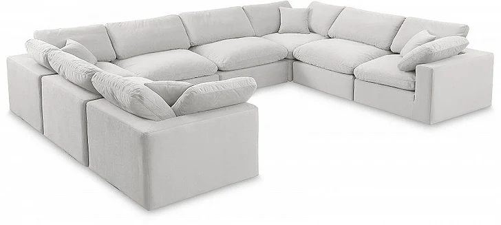 Meridian Comfy Velvet Sectional in Cream Velvet 189Cream-Sec8A