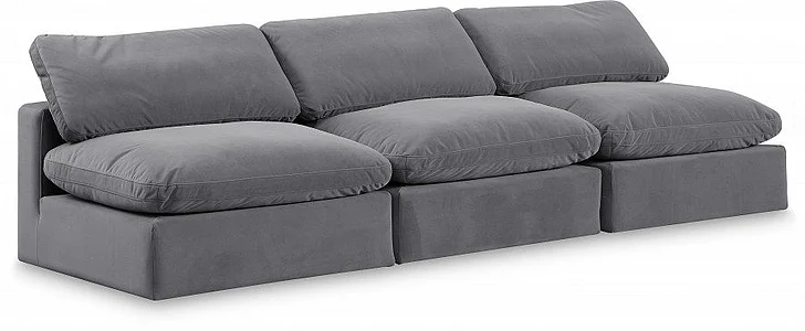 Meridian Comfy Velvet Sofa in Grey Velvet 189Grey-S117