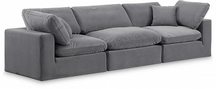 Meridian Comfy Velvet Sofa in Grey Velvet 189Grey-S119