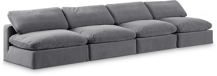 Meridian Comfy Velvet Sofa in Grey Velvet 189Grey-S156
