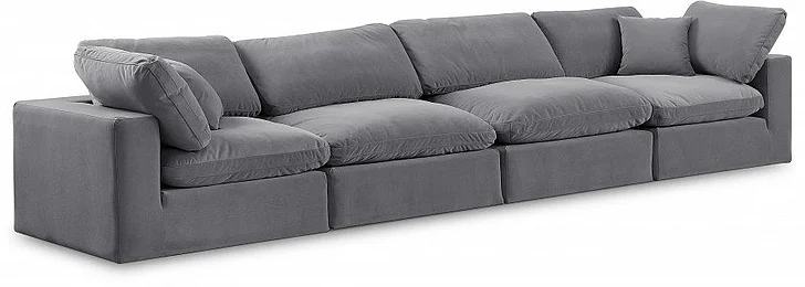 Meridian Comfy Velvet Sofa in Grey Velvet 189Grey-S158
