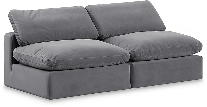 Meridian Comfy Velvet Sofa in Grey Velvet 189Grey-S78
