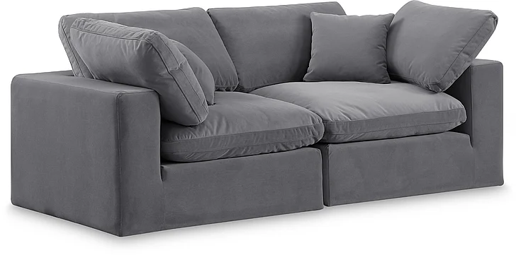 Meridian Comfy Velvet Sofa in Grey Velvet 189Grey-S80