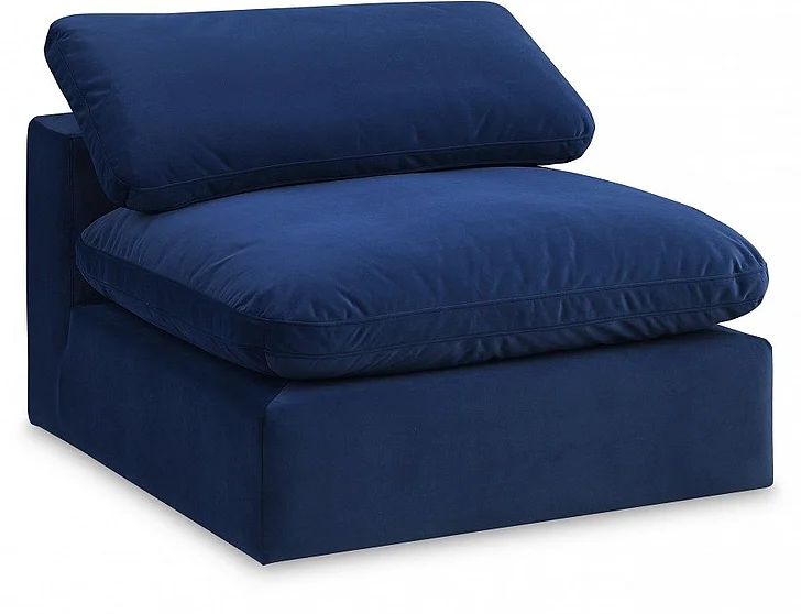 Meridian Comfy Velvet Armless Chair in Navy Velvet 189Navy-Armless