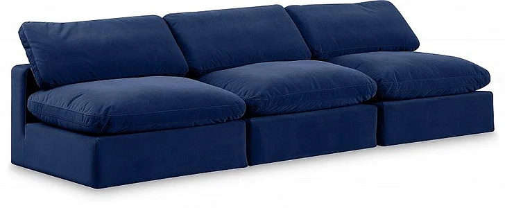 Meridian Comfy Velvet Sofa in Navy Velvet 189Navy-S117