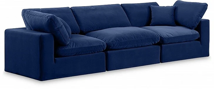 Meridian Comfy Velvet Sofa in Navy Velvet 189Navy-S119